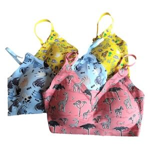 Shein T-Shirt Bras - Coffee Cats and Safari Prints, Size XL / 34B or 34C, GUC